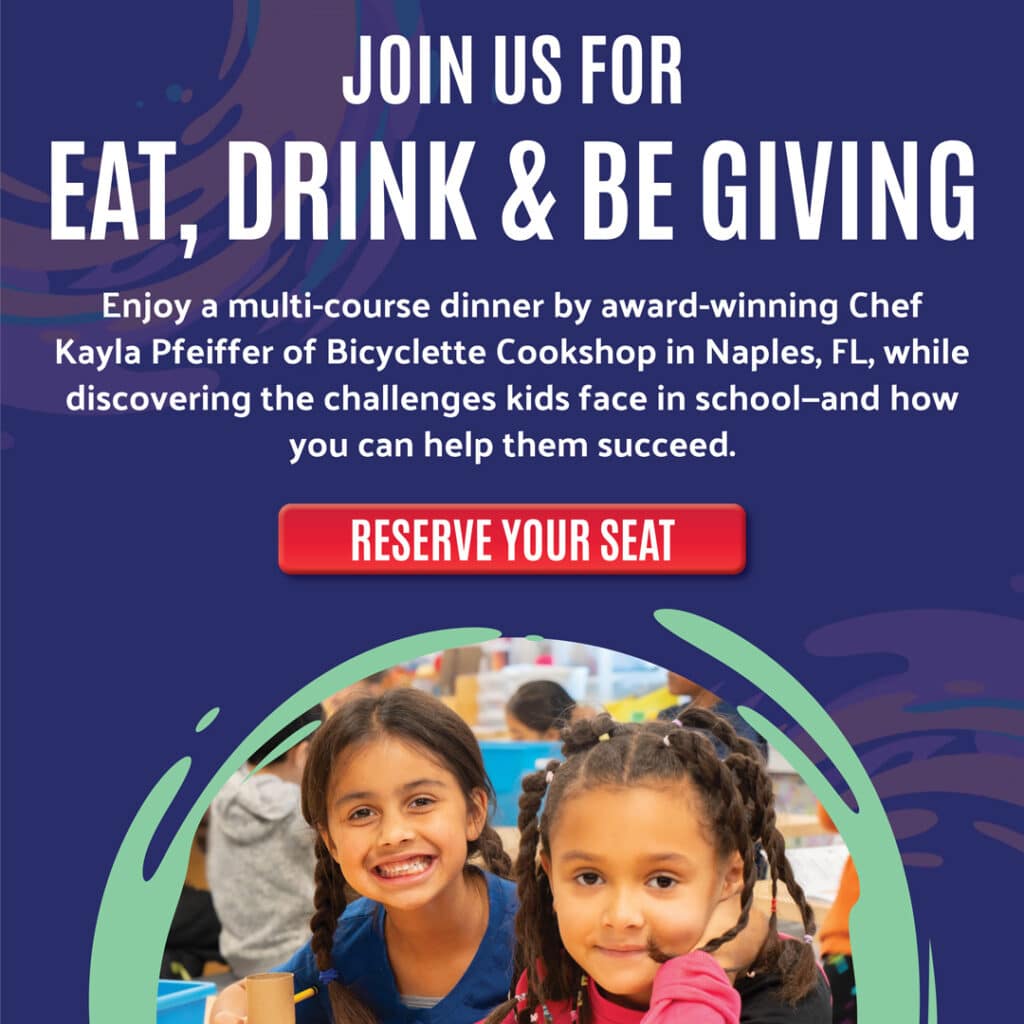 Graphic promoting an event with an image of two young girls