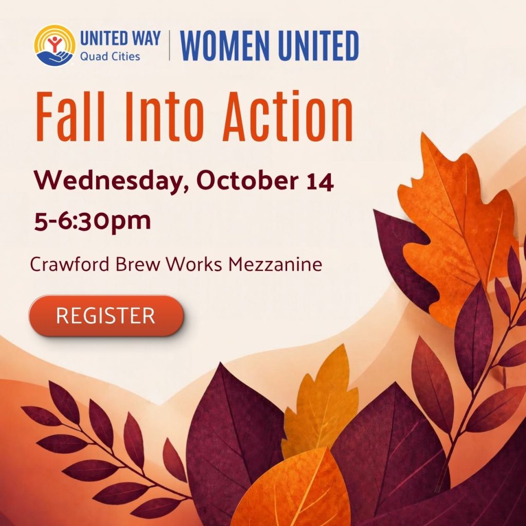 Graphic with fall colored leaves with information for an event