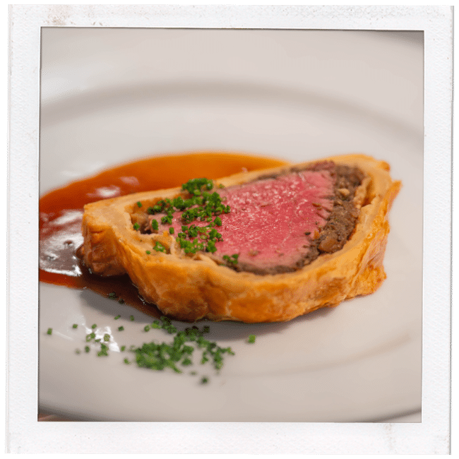 close-up of an elegant plate of food